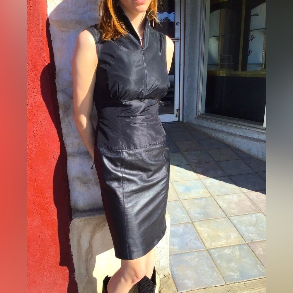 Black Leather XS Sheath Dress